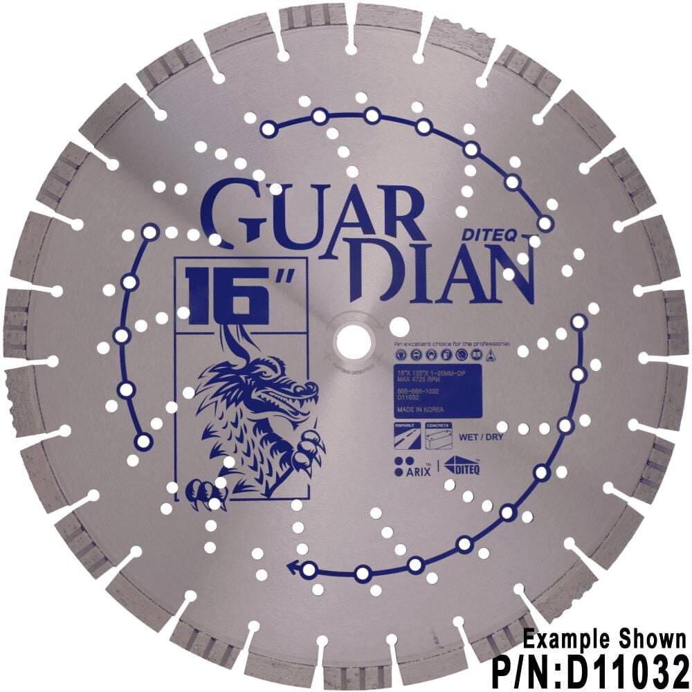 Diteq Guardian 16 Inch Super Premium Segmented Turbo Rim Diamond Blade for Concrete, Asphalt, and Green Concrete, large image number 1