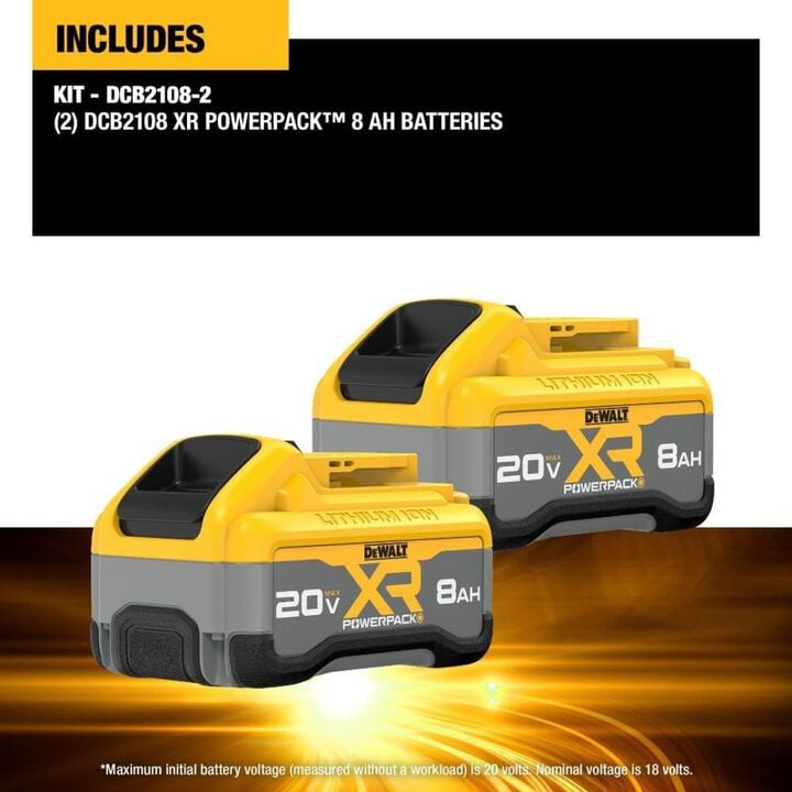 DEWALT 20V MAX 20V 8Ah Lithium Ion Power Tool Battery Pack with Fuel Indicator (2 Pack), large image number 2