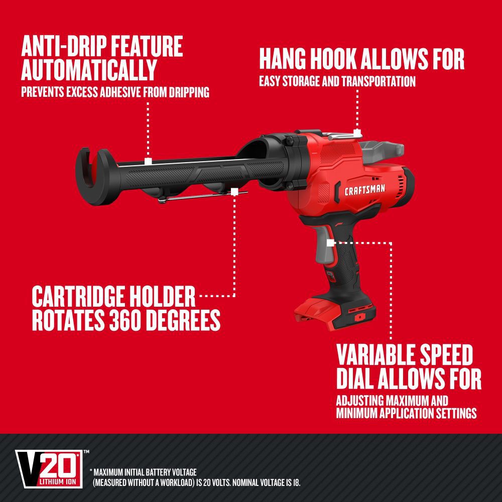 CRAFTSMAN Promotional V20 Cordless Caulk Gun (Bare Tool), large image number 5