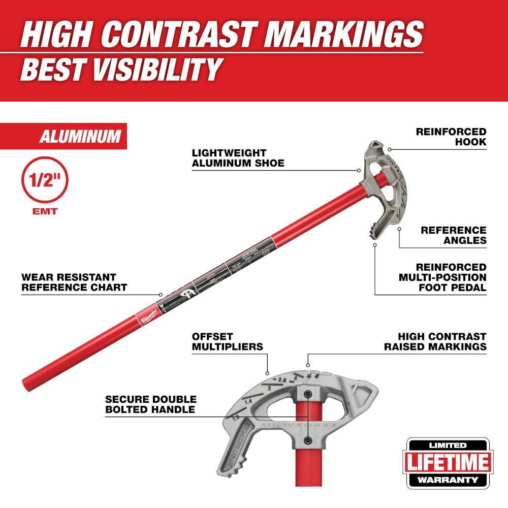 Milwaukee 1/2 in. Aluminum Conduit Bender, large image number 2
