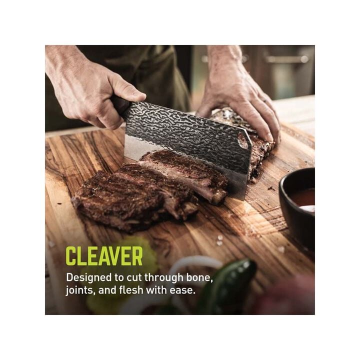 TRUE Primal Forge Steel Blade Cleaver Knife with Wood Handle, large image number 4