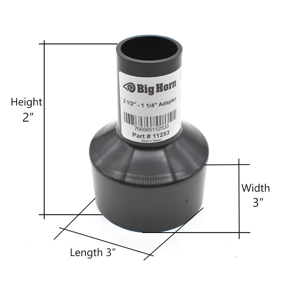Big Horn 2-1/2 x 1-1/4 Inch ABS Plastic Hose to Hose Adapter, large image number 6