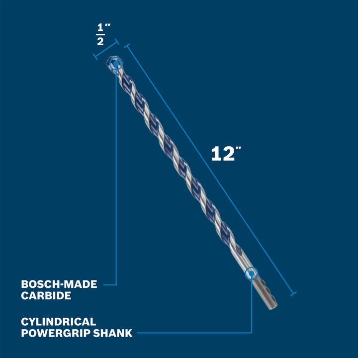 Bosch 1/2 Inch x 12 Inch Blue Xtreme Bit, large image number 1