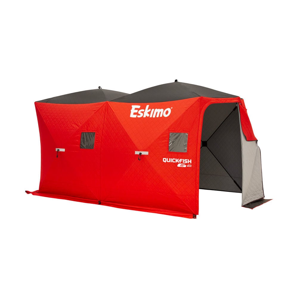 Eskimo QuickFish 6HD, Pop-Up Portable Shelter, No-Trip Door, Red/Black, Six Person, large image number 1