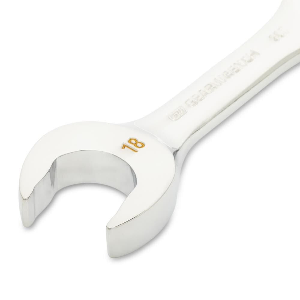 GEARWRENCH 18mm 90-Tooth 12 Point Stubby Combination Ratcheting Wrench, large image number 3