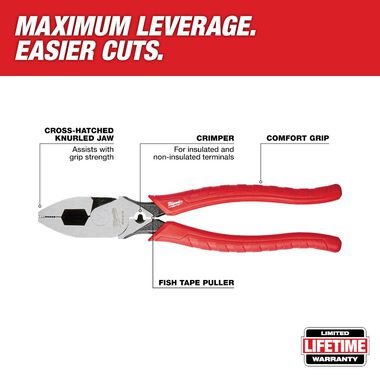 Milwaukee 9 in. High Leverage Lineman's Pliers with Crimper, large image number 1