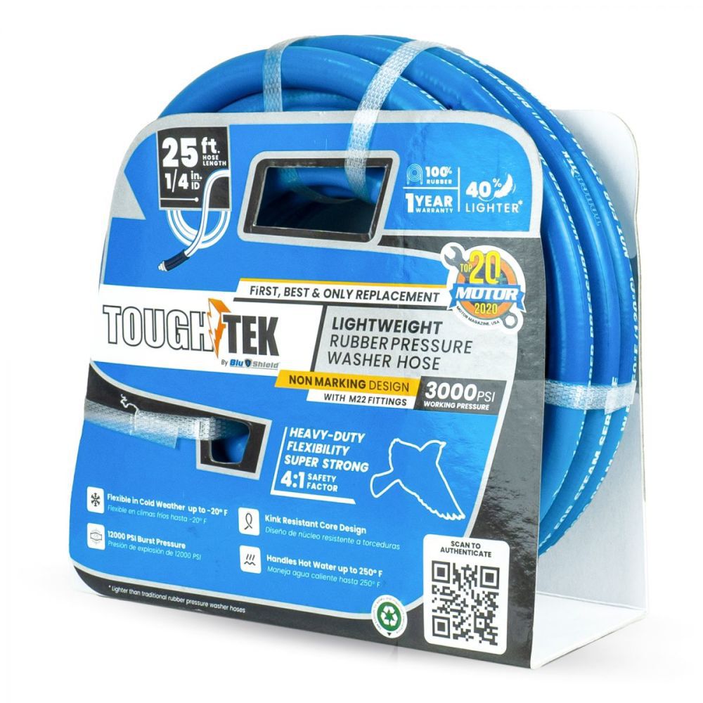 BluBird Tough-Tek 1/4 Inch x 25 Ft. Pressure Washing Hose with  M22 Coupler, large image number 8