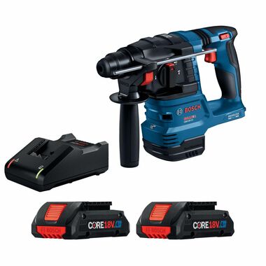 Bosch 18V SDS-plus Bulldog 3/4in Rotary Hammer Kit with 2ct CORE18 4Ah Advanced Power Batteries