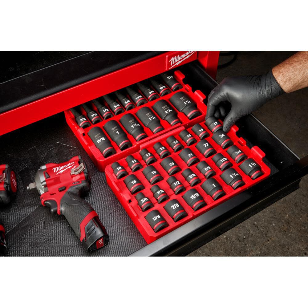 Milwaukee SHOCKWAVE Impact Duty Socket 1/2 Dr 27pc SAE/MM Tray Set, large image number 11