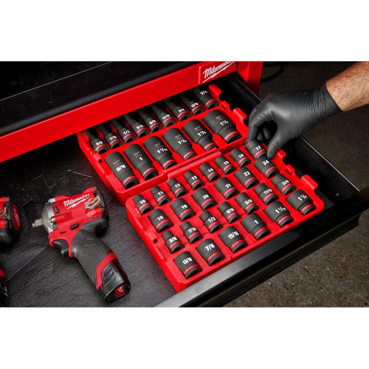 Milwaukee SHOCKWAVE Impact Duty Socket 1/2 Dr 27pc SAE/MM Tray Set, large image number 10