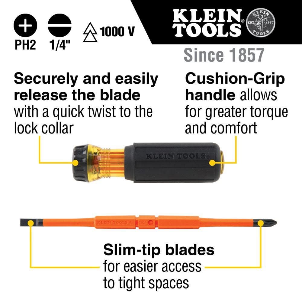 Klein Tools Insulated 2-Bit Driver #2Ph-1/4Sl, large image number 2