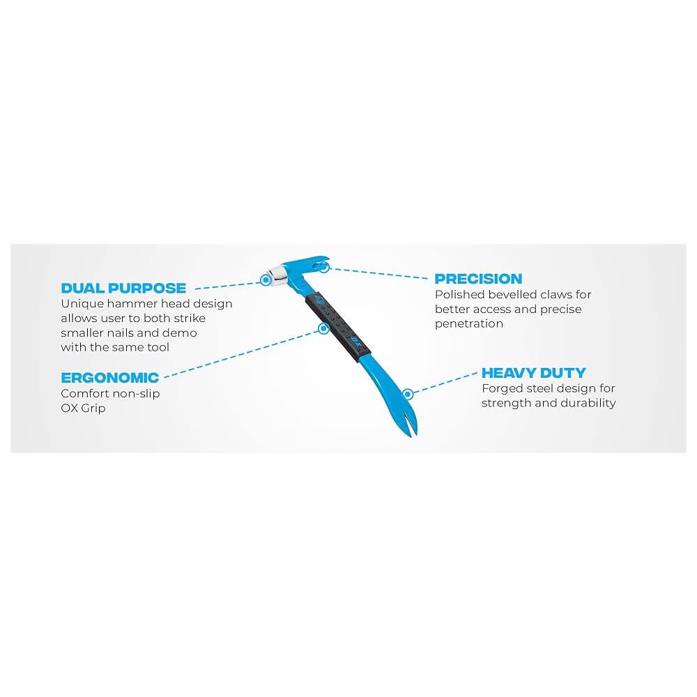 Ox Tools 10 Inch Length Forged Steel Head Pro Claw Bar with Non-Slip Handle, large image number 12