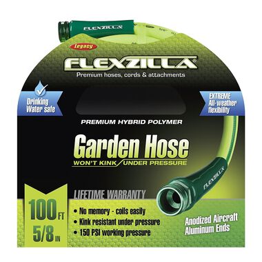 Flexzilla 5/8in x 100' ZillaGreen garden hose with 3/4in GHT ends, large image number 1