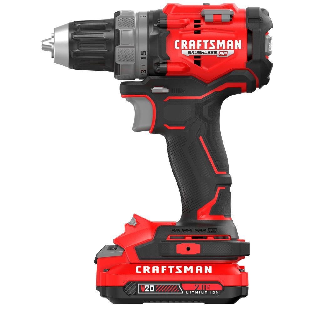 CRAFTSMAN V20 Brushless RP 1/2 Inch Drill/Driver Kit with Charger and Two 2.0 Ah Batteries, large image number 8