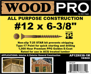 Woodpro (1000) #12 x 6-3/8 In. All Purpose Wood Screws, large image number 1