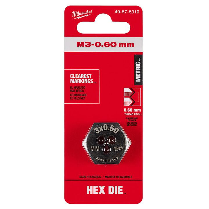Milwaukee M3-0.60 mm 1-Inch Hex Threading Die, large image number 10