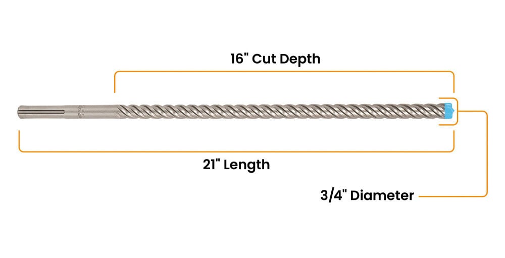Spyder 3/4 Inch x 21 Inch SDS-Max Hammer Drill Bit, 4-Cutter Carbide-Tip, large image number 7