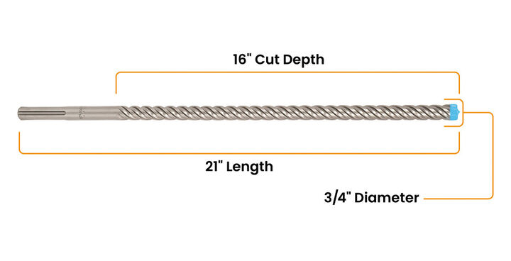 Spyder 3/4 Inch x 21 Inch SDS-Max Hammer Drill Bit, 4-Cutter Carbide-Tip, large image number 6