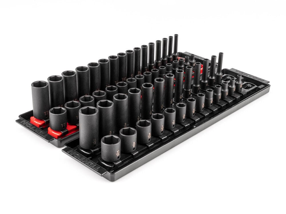 Tekton 1/4 Inch 6 Point Impact Socket Set, 58 Pieces (5/32-11/16 Inch, 4-17 mm), large image number 1