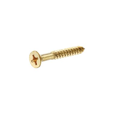 Hillman #8 x 1 1/4in Brass Flat Head Phillips Wood Screw 100pk