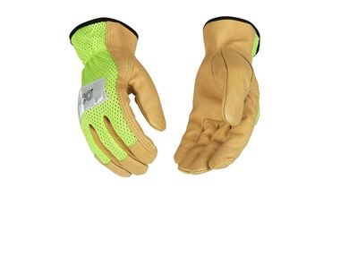 Kinco High-Visibility Lime Green Pigskin Leather Gloves
