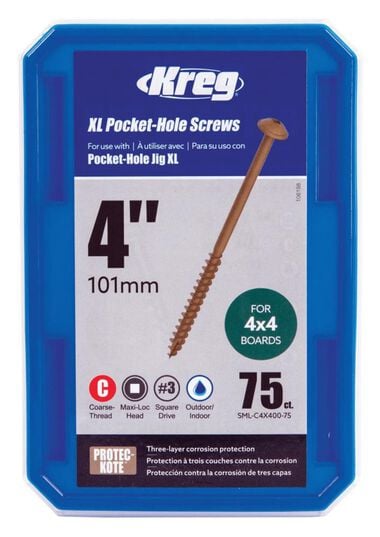 Kreg XL Pocket-Hole Screws 4in 75qty