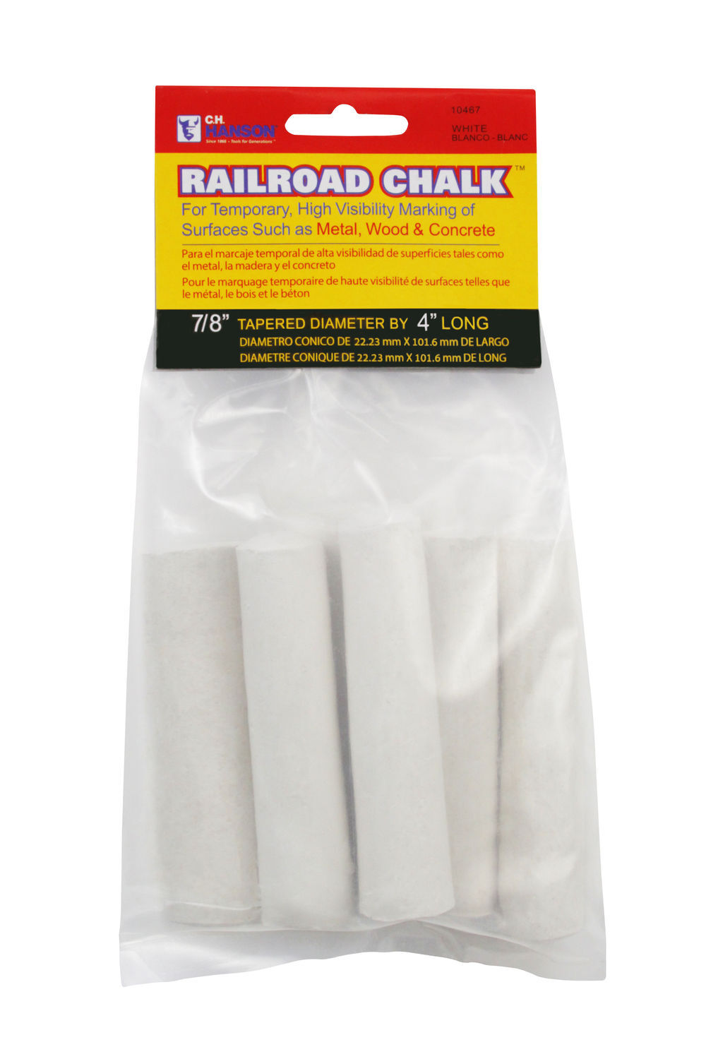 C H Hanson Railroad Chalk White Carded, 6 Piece, large image number 2