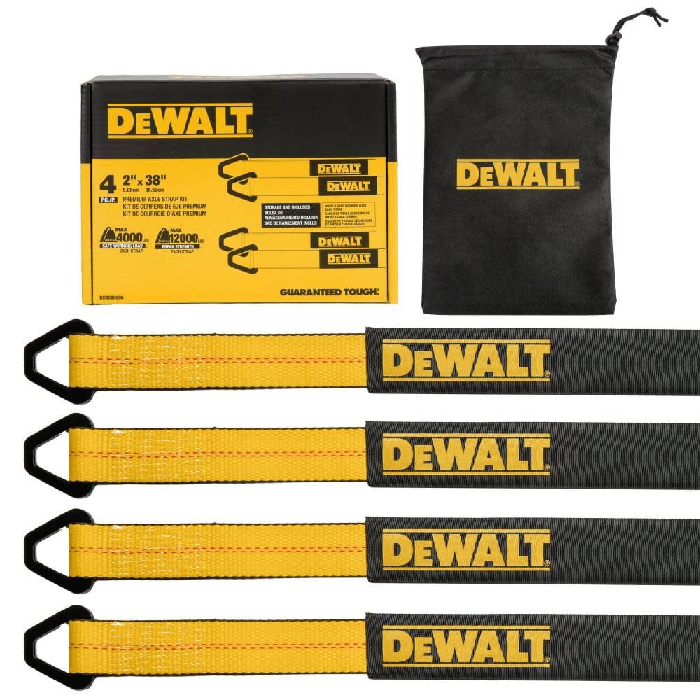 DEWALT 2 Inch x 38 Inch, Premium Axle Strap Kit 4pc, 12, 000 LB Break Strength – DXBC80005
