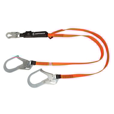 Safewaze V-Line 6 Ft. Energy Absorbing Lanyard: Dual Leg, Rebar Hooks