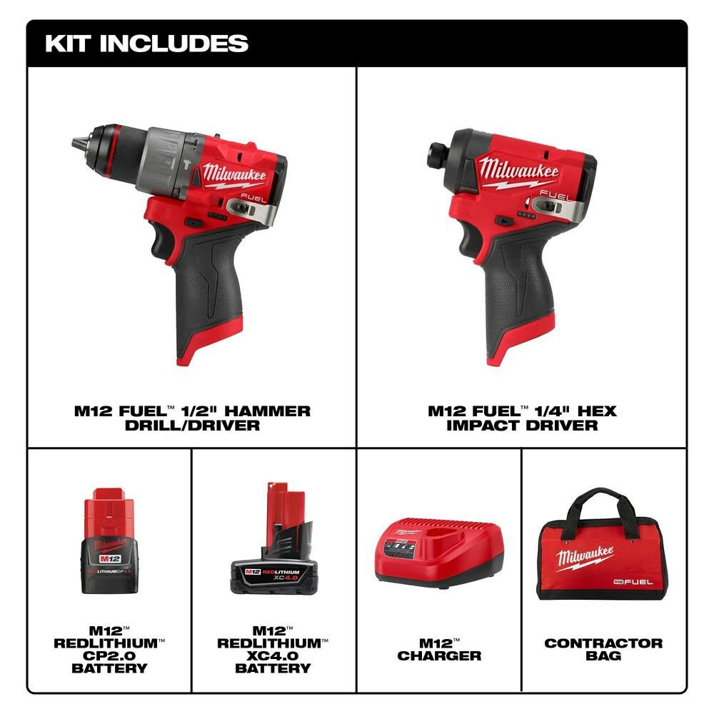Milwaukee M12 FUEL Drill Driver Inflator Combo Kit Bundle 3497
