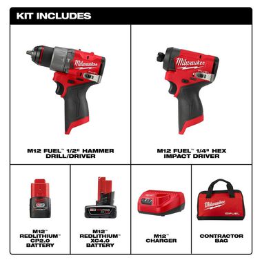 Milwaukee M12 FUEL Drill, Driver & Inflator Combo Kit Bundle, large image number 8