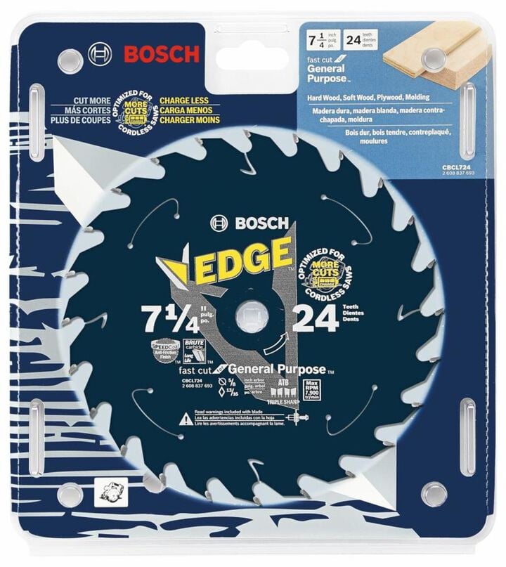 Bosch 7-1/4 Inch 24T Pack of 10 Cordless Circular Saw Blades for General Purpose, large image number 1