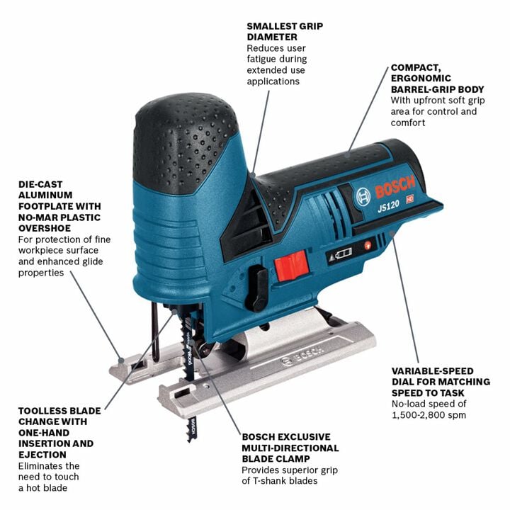 Bosch 12V Max Jig Saw Barrel Grip (Bare Tool), large image number 1