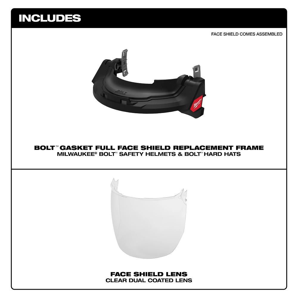 Milwaukee BOLT Gasketed Full Face Shield - Clear Dual Coat Lens (Compatible with BOLT Safety Helmets & BOLT Hard Hats), large image number 5