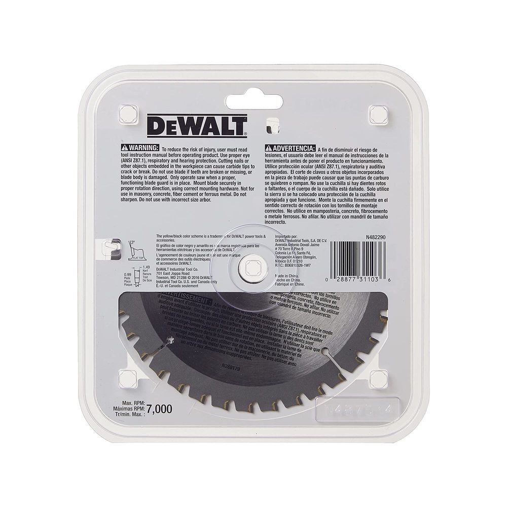 DEWALT 6-1/2 In 36T Aluminum Cutting Blade, large image number 5