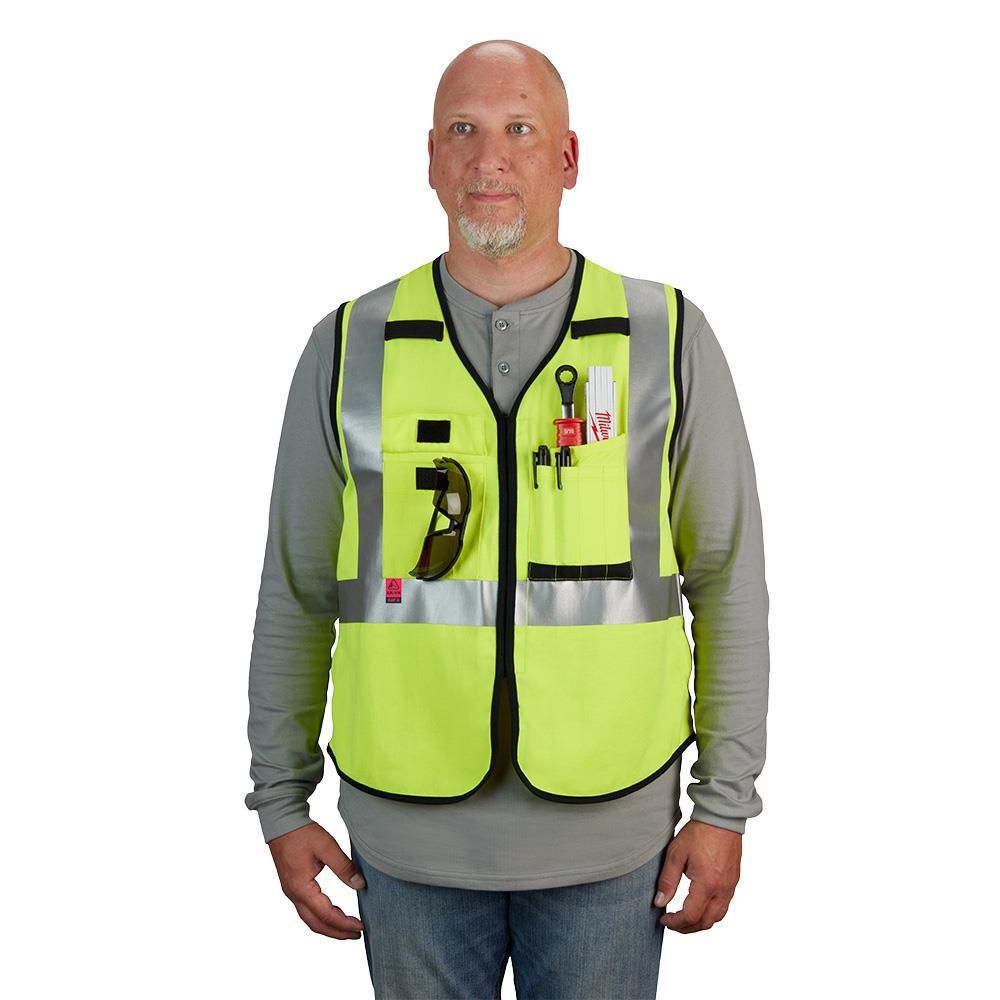 Milwaukee High Vis Safety Vest Yellow Class 2 AR/FR Cat 1 4XL/5XL, large image number 8