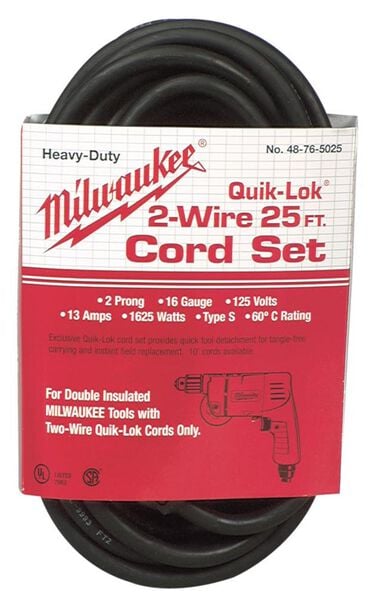 Milwaukee 25 ft. 2-Wire QUIK-LOK Cord, large image number 0