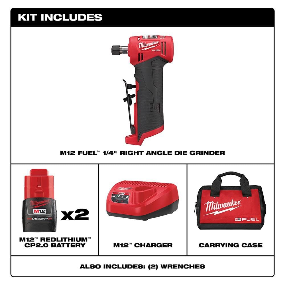 Milwaukee M12 Fuel Right Angle Die Grinder 2 Battery Kit 2485 22 Simolary simolary.com 6