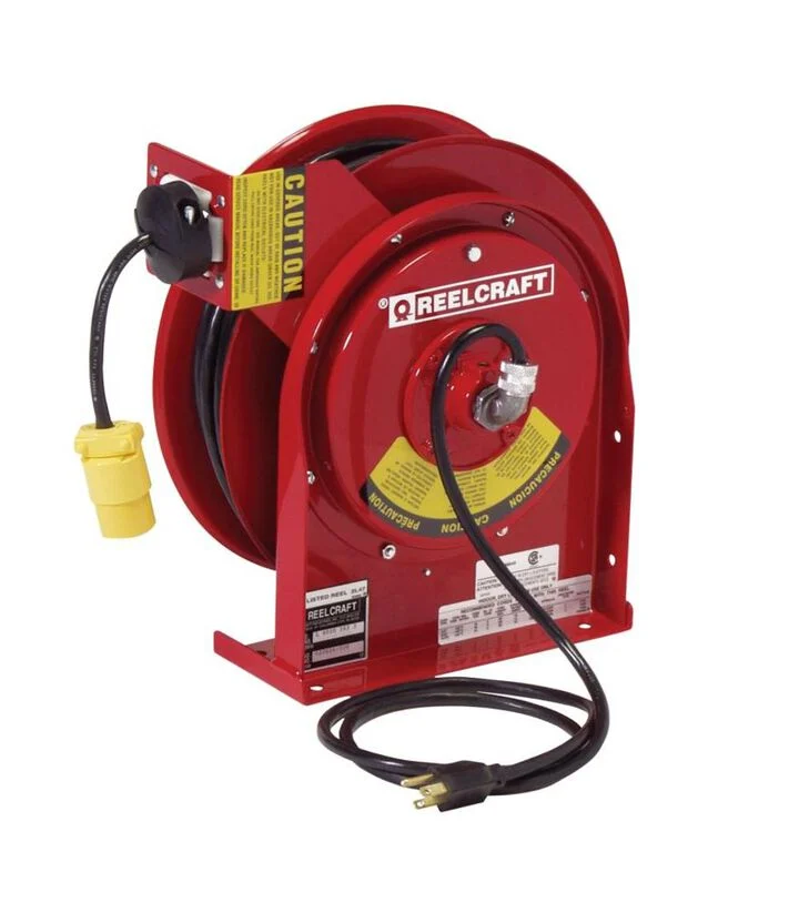 Reelcraft 45 Ft. Single Receptacle Spring Retractable Power Cord Reel Steel