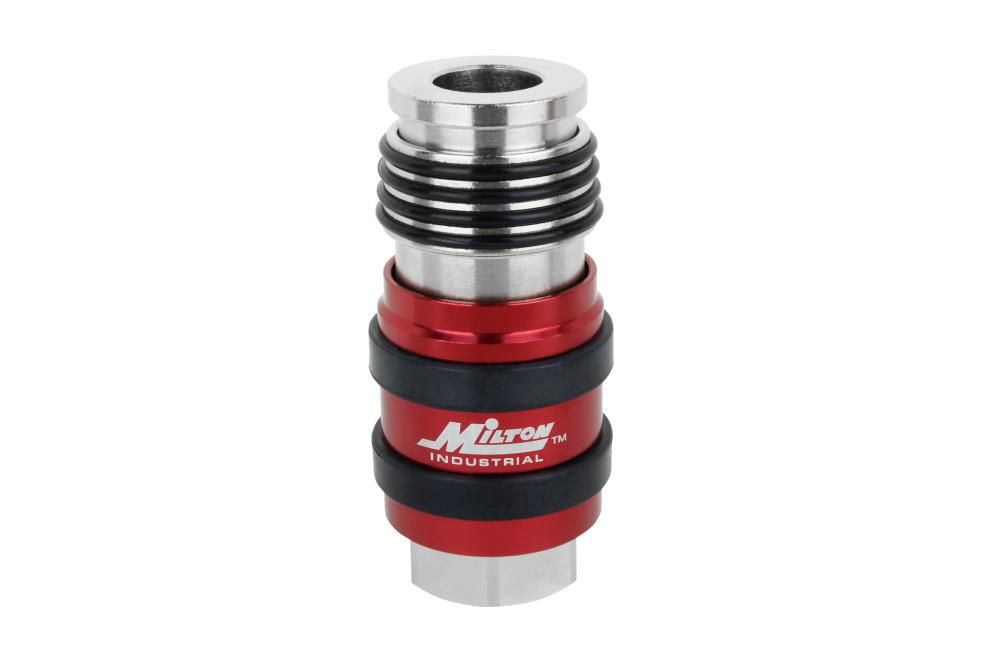 Milton 2 In ONE Universal Safety Exhaust Coupler  1/4in FNPT x 3/8in Body Flow, large image number 1