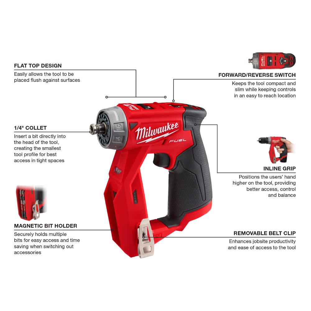 Milwaukee M12 FUEL Installation Drill/Driver & Straight Die Grinder Combo Kit Bundle, large image number 6