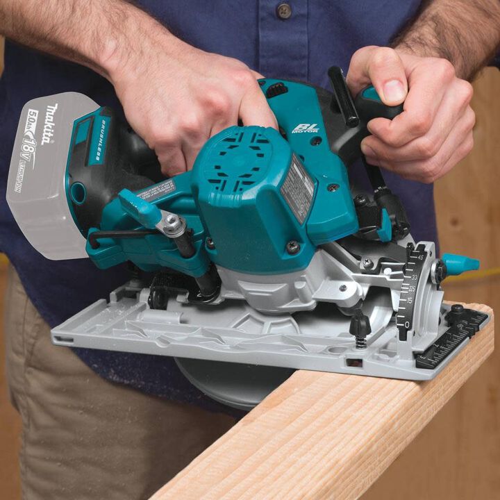 Makita 18V LXT Lithium-Ion Brushless Cordless 6-1/2 Inch Circular Saw (Bare Tool) & 64T Carbide-Tipped Ultra-Thin Kerf Saw Blade, large image number 8