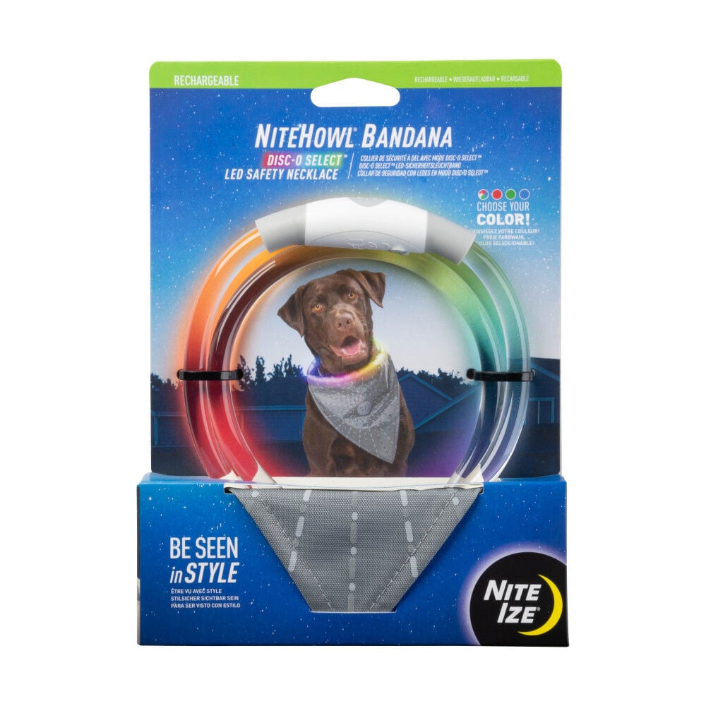 Nite Ize NiteHowl Bandana LED Safety Necklace Disc-O Select Grey – NHOR-B0907S-R8