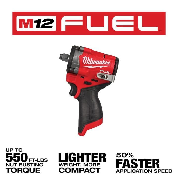 Milwaukee M12 FUEL Stubby 1/2 Inch Impact Wrench (Bare Tool), large image number 1