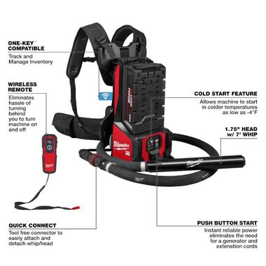 Milwaukee MX FUEL Backpack High Cycle Concrete Vibrator Kit with 7 Ft. Whip / 1.75 Inch Head, large image number 10