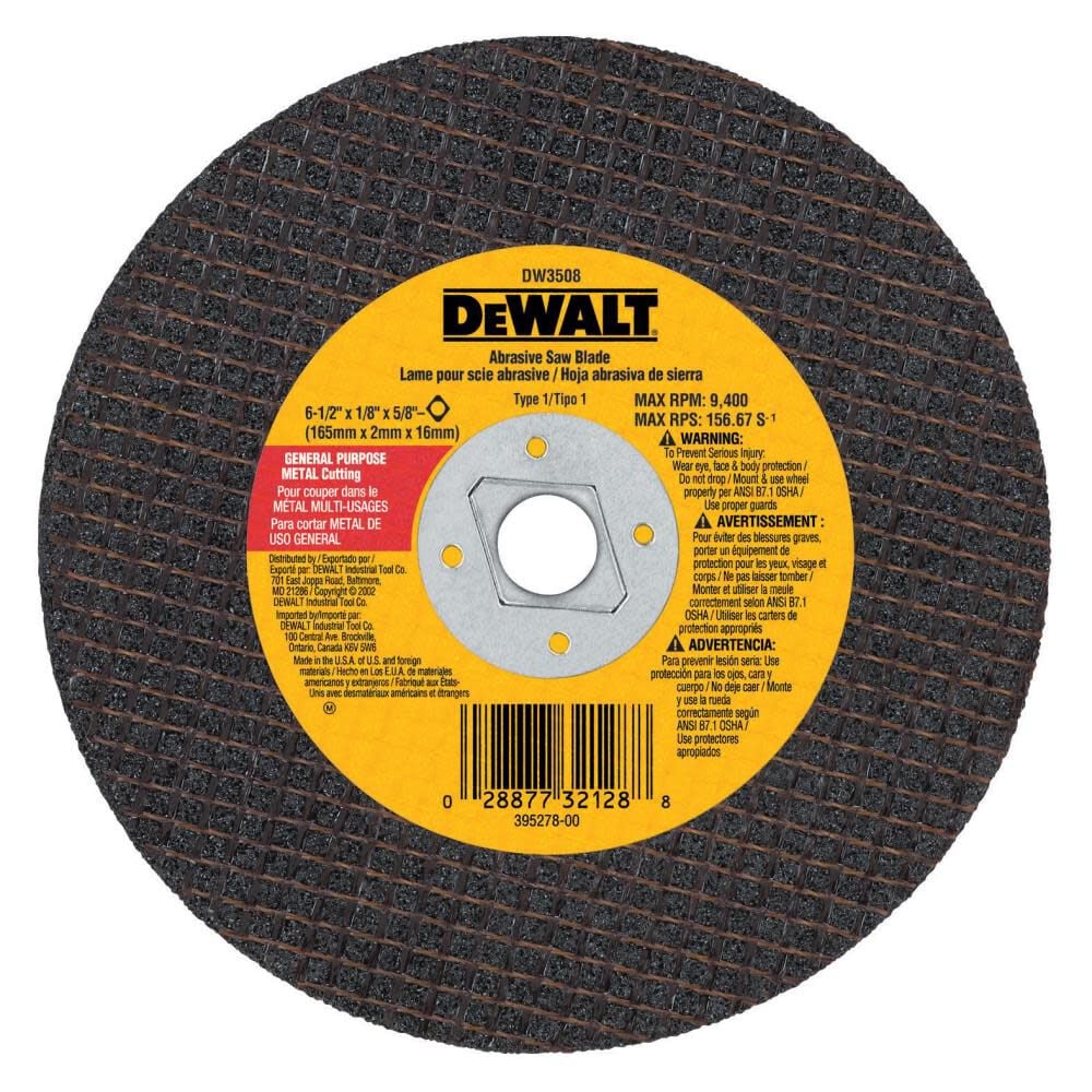 DEWALT 6-1/2-in x 1/8-in Metal Abrasive Saw Blade, large image number 1