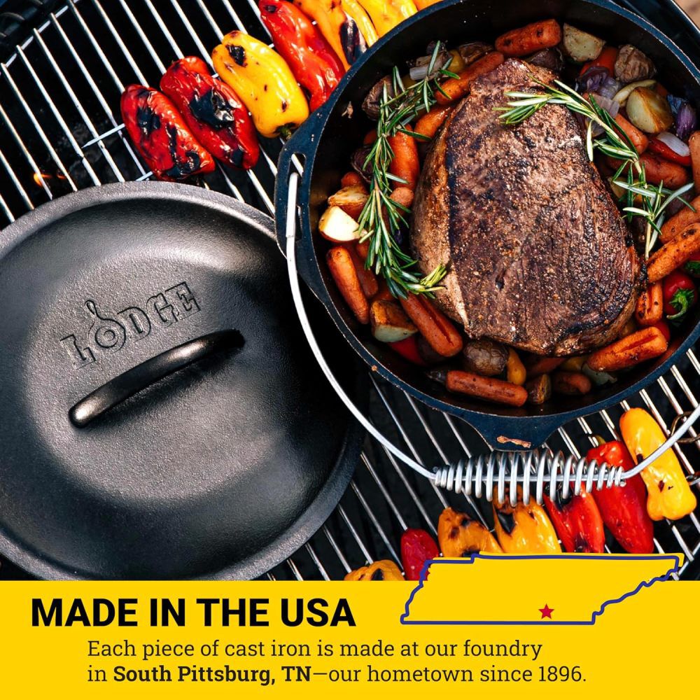 Lodge Cast Iron 9 Qt 12 7/8 Inch Black Cast Iron Camp Dutch Oven, large image number 7