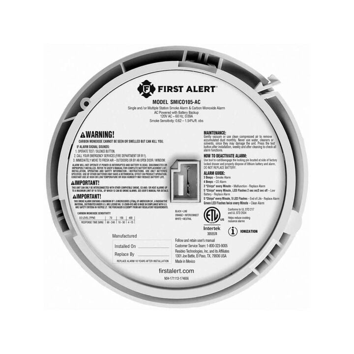 First Alert SMICO105-AC Hardwire 2-in-1 Smoke & CO Alarm with Battery Backup, large image number 5