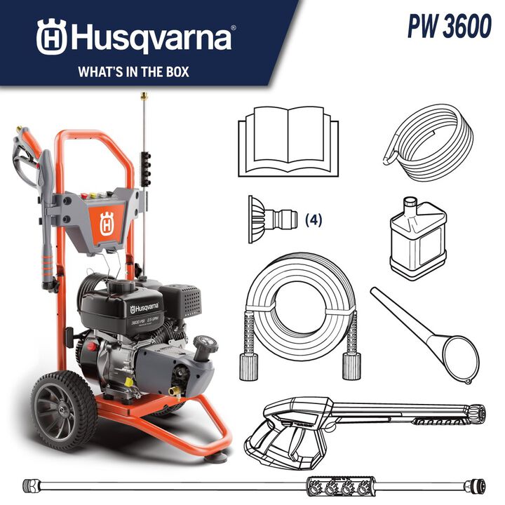 Husqvarna 3600 PSI 2.5 GPM Gas Powered Cold Water Pressure Washer with Control Touch & 4 Spray Tips, large image number 14