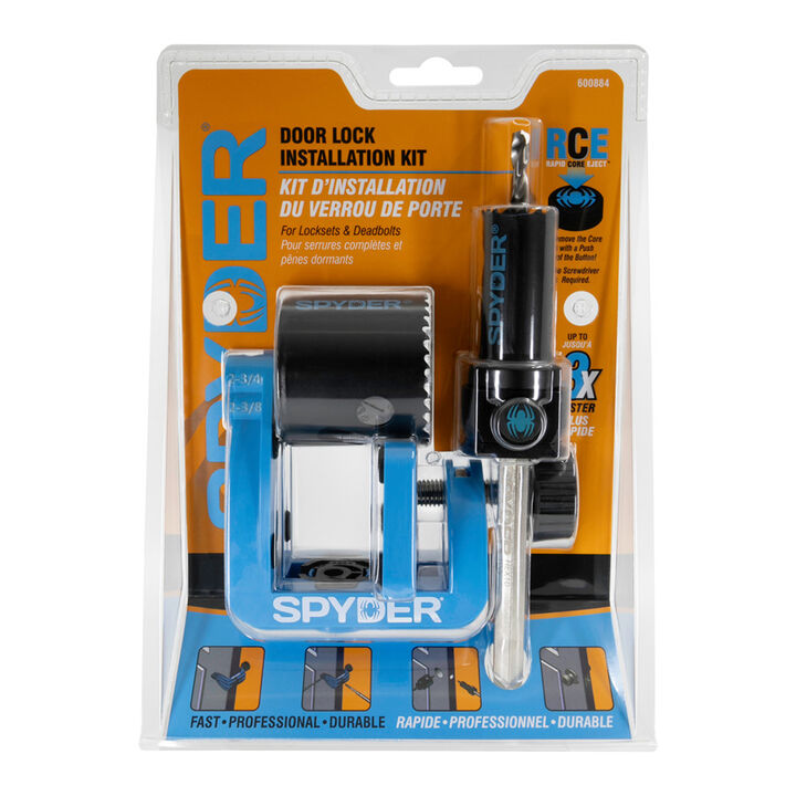 Spyder Door Lock Installation Jig & Hole Saw Kit, 1 Inch & 2-1/8 Inch 5 Pieces, large image number 6